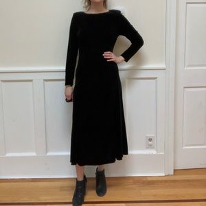 Black velvet long sleeve dress